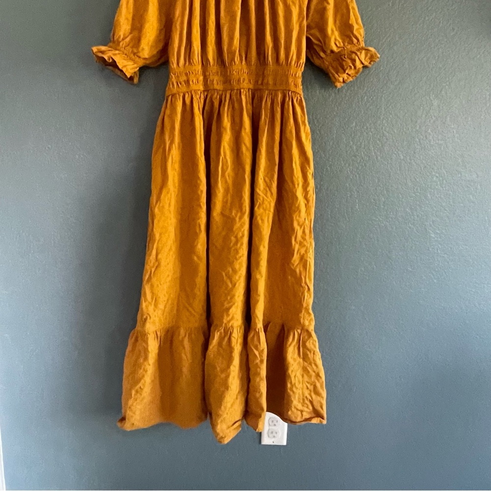 Yellow Universal Thread Midi Dress Large 12 14 Golden Fall Autumn EUC Pockets 🍂 - Picture 3 of 7